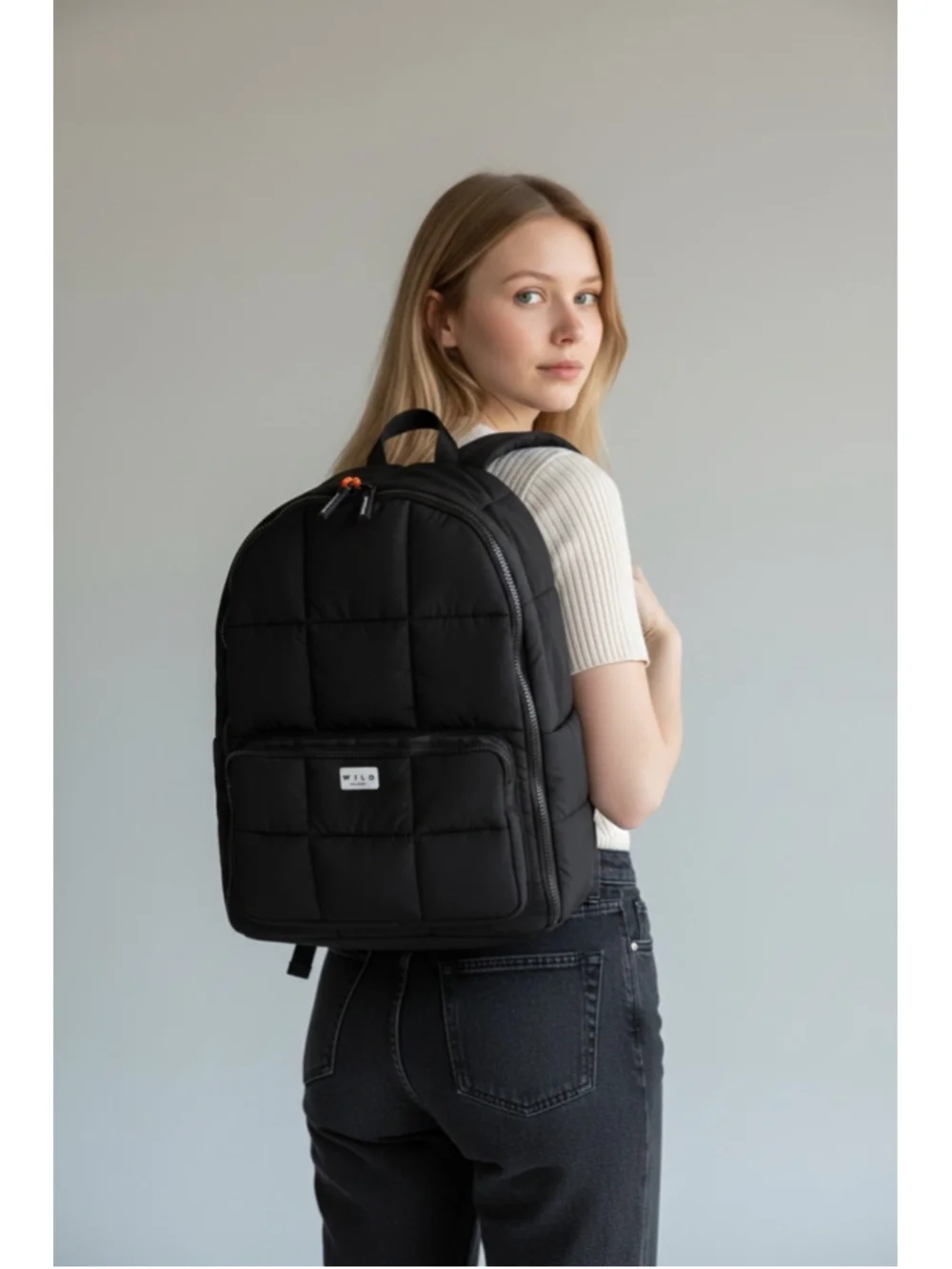 Wilo The Label Black Quilted Nylon Backpack